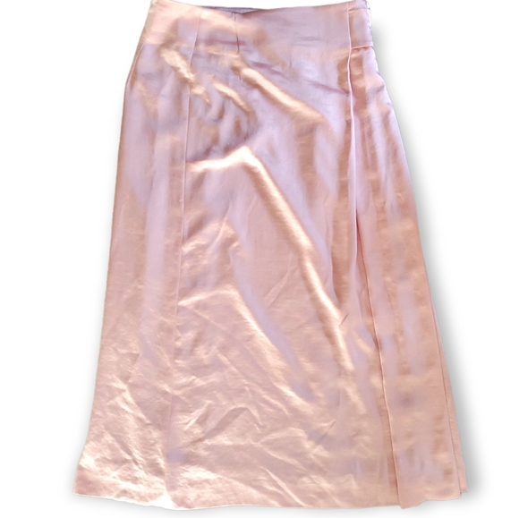 Rejina Pyo | Ellis Belted Light Pink Mid-Length Skirt Belt Size 8 Satin Luxury - Picture 5 of 8